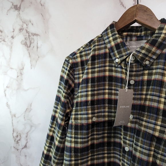 Everlane Shirt Mens Brown The Brushed Flannel Button Down Plaid Beech - Picture 3 of 13